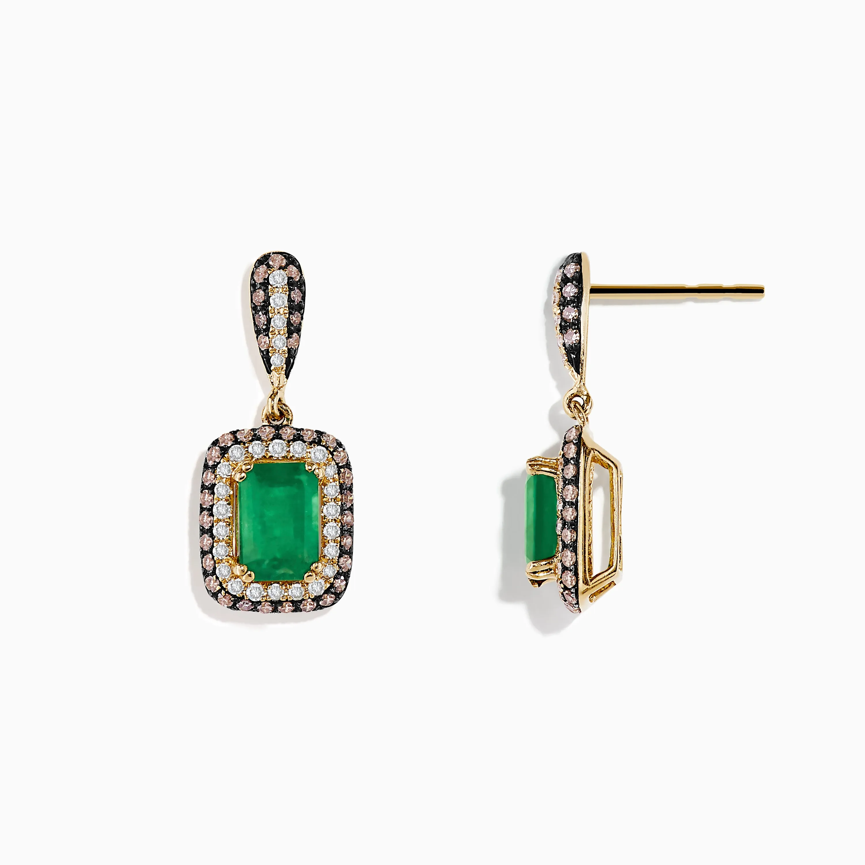 14K Yellow Gold Emerald and Diamond Drop Earrings, 2.51 TCW sold by Effy product image thumbnail 2