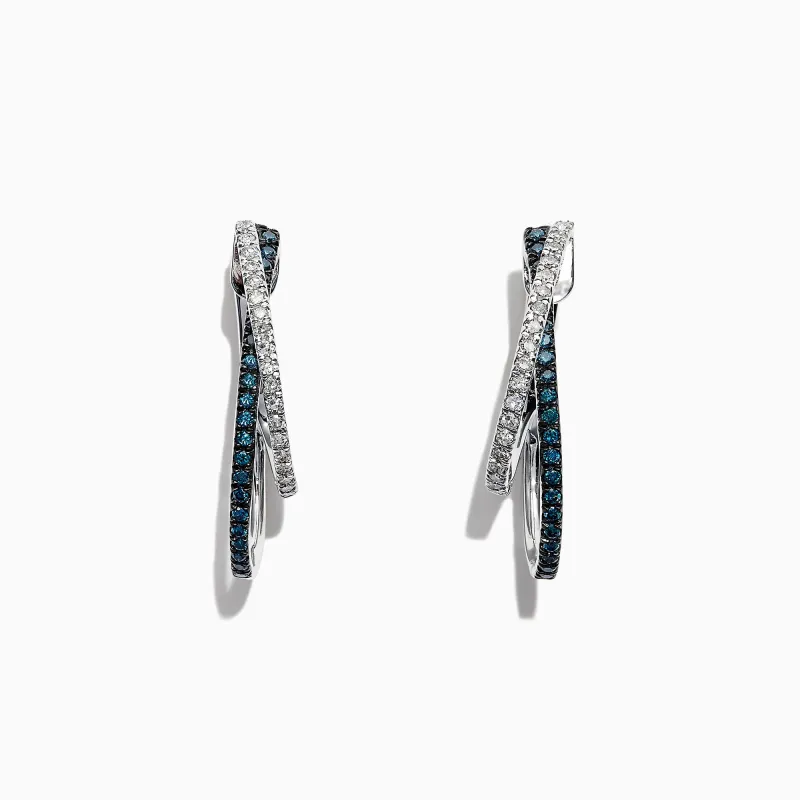 Bella Bleu 14K White Gold Blue and White Diamond Earrings, 0.58 TCW sold by Effy