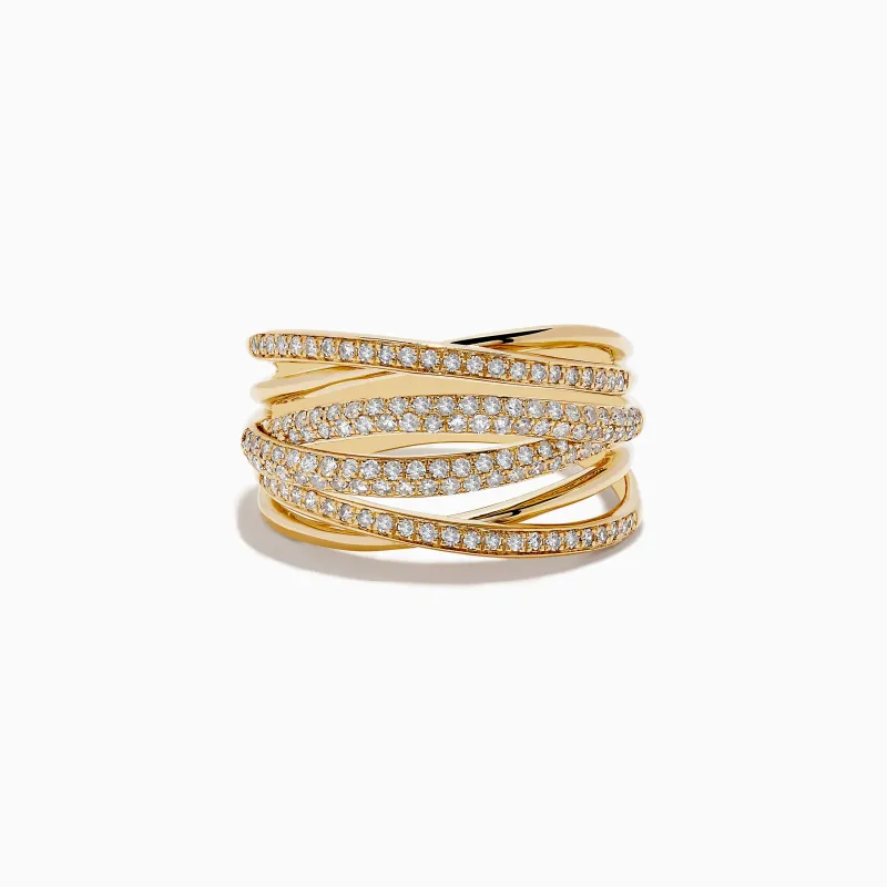D'Oro 14K Yellow Gold Diamond Crossover Ring, 0.54 TCW sold by Effy