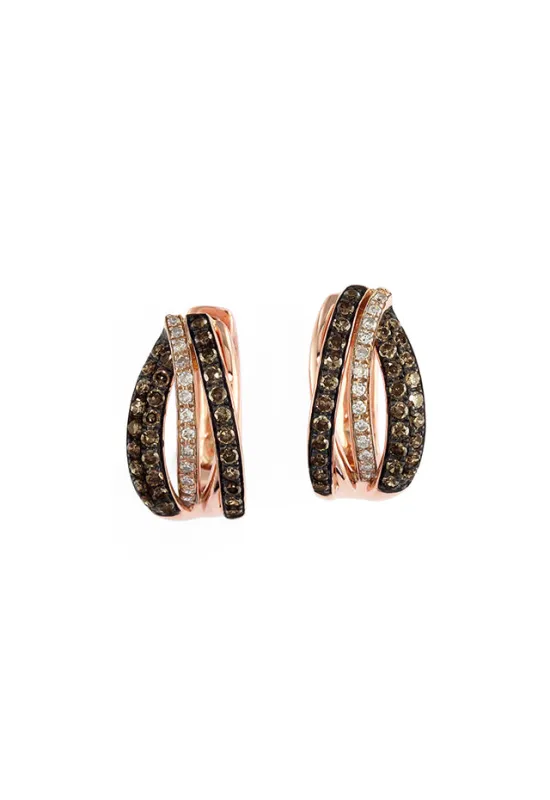 Espresso 14K Rose Gold Brown and White Diamond Hoop Earrings, 0.52 TCW sold by Effy