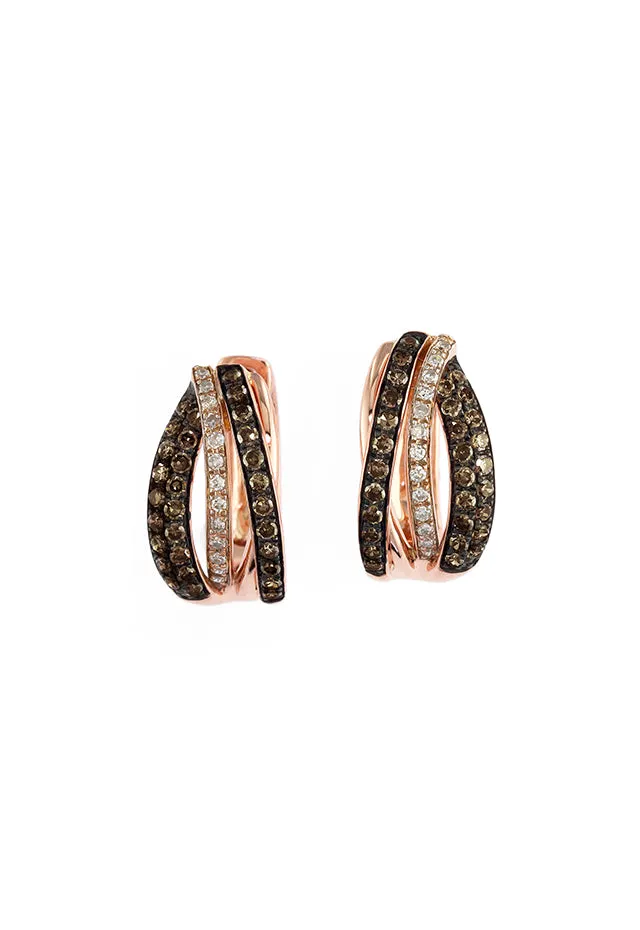 Espresso 14K Rose Gold Brown and White Diamond Hoop Earrings, 0.52 TCW sold by Effy