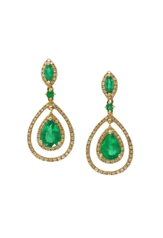 Brasilica 14K Yellow Gold Emerald and Diamond Earrings, 2.88 TCW sold by Effy