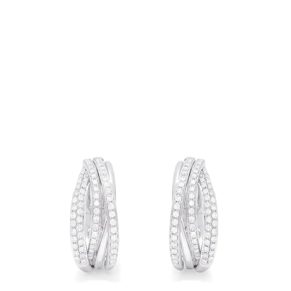 Pave Classica 14K White Gold Diamond Hoop Earrings, 0.52 TCW sold by Effy