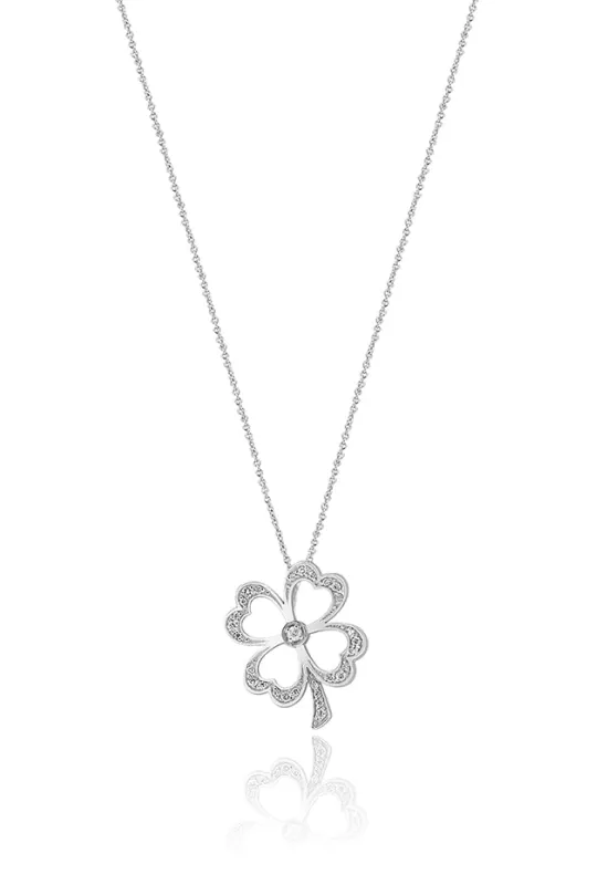 14K White Gold Diamond Clover Pendant, 0.23 TCW sold by Effy