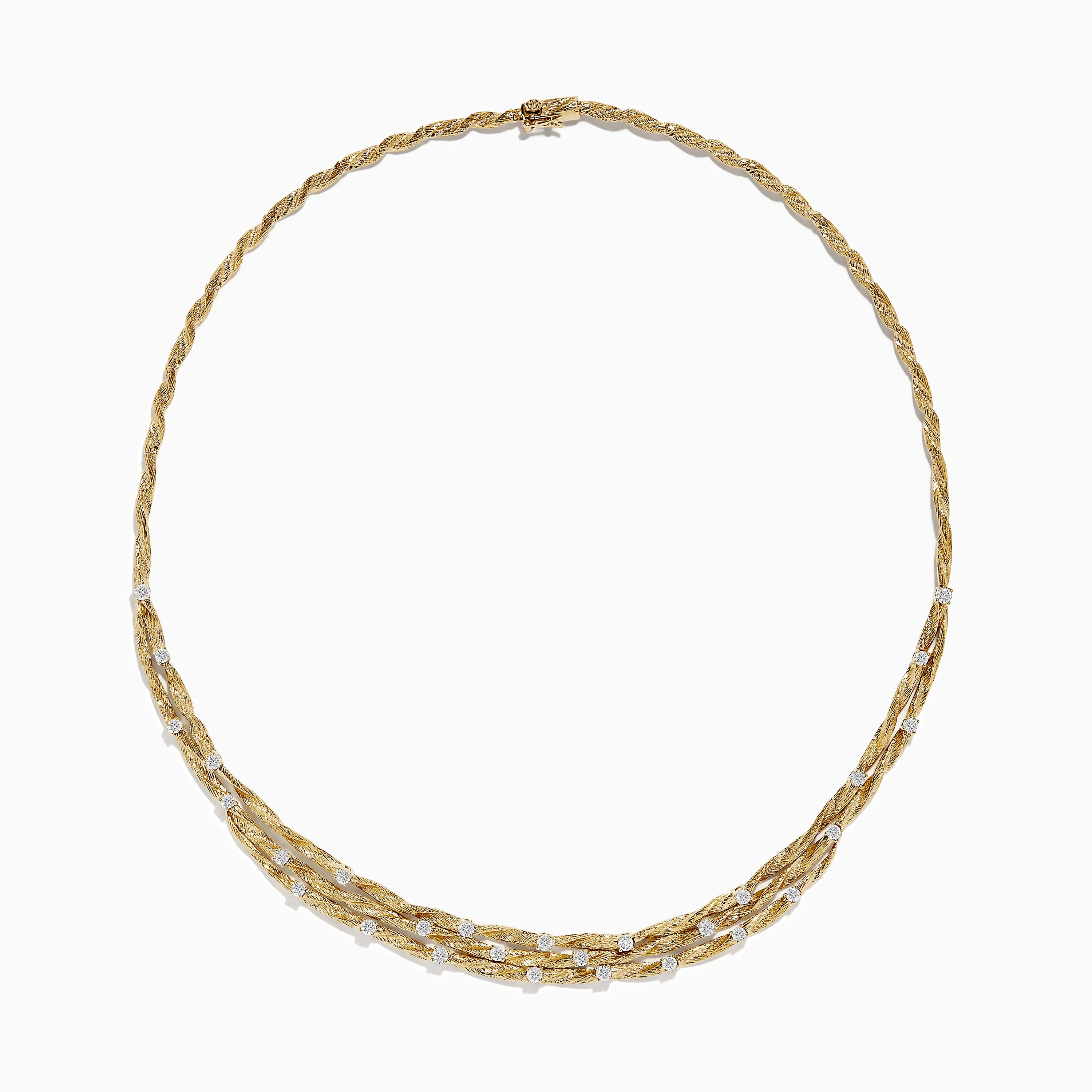 D'Oro 14K Textured Yellow Gold Diamond Collar Necklace, 1.68 TCW sold by Effy product image thumbnail 3