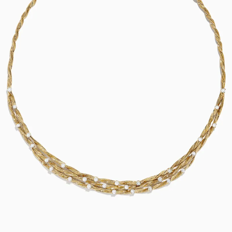 D'Oro 14K Textured Yellow Gold Diamond Collar Necklace, 1.68 TCW sold by Effy