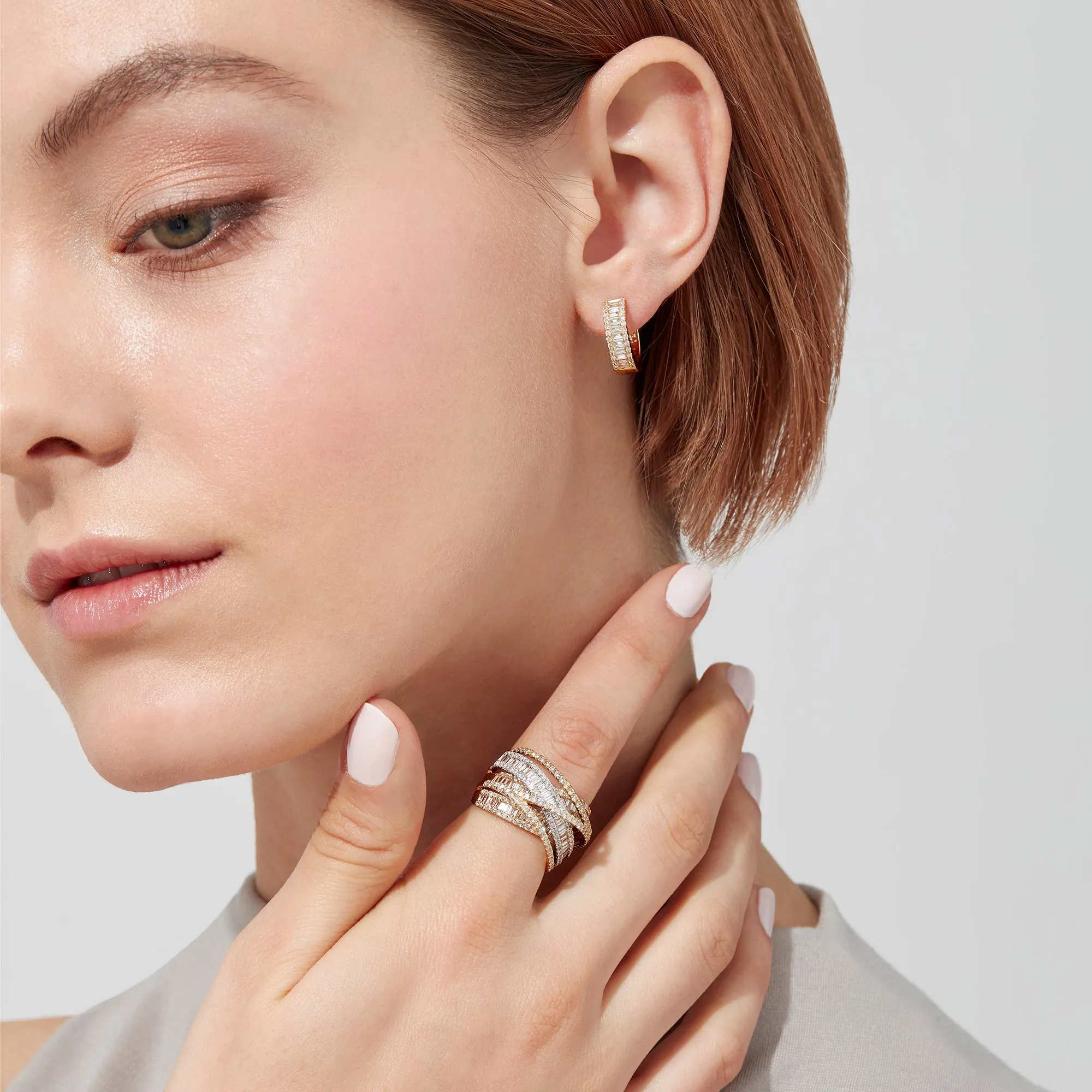 D'Oro 14K Yellow Gold 1/2" Diamond Hoop Earrings, 0.76 TCW sold by Effy product image thumbnail 2