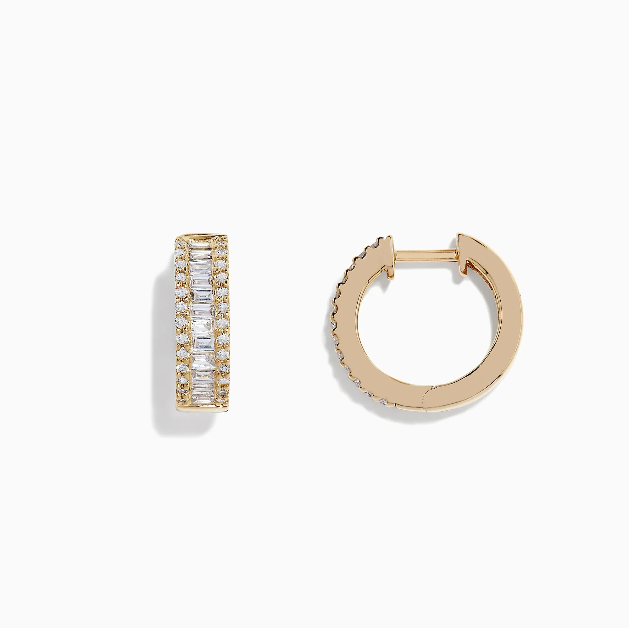 D'Oro 14K Yellow Gold 1/2" Diamond Hoop Earrings, 0.76 TCW sold by Effy product image thumbnail 3