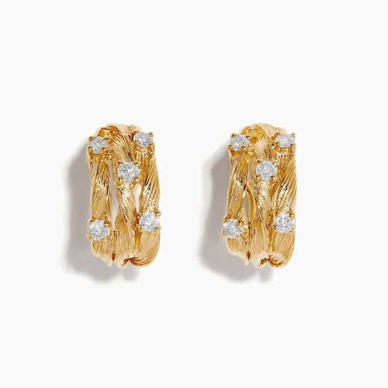 D'Oro 14K Yellow Gold French Clip 3/4" Diamond Earrings, 0.69 TCW sold by Effy