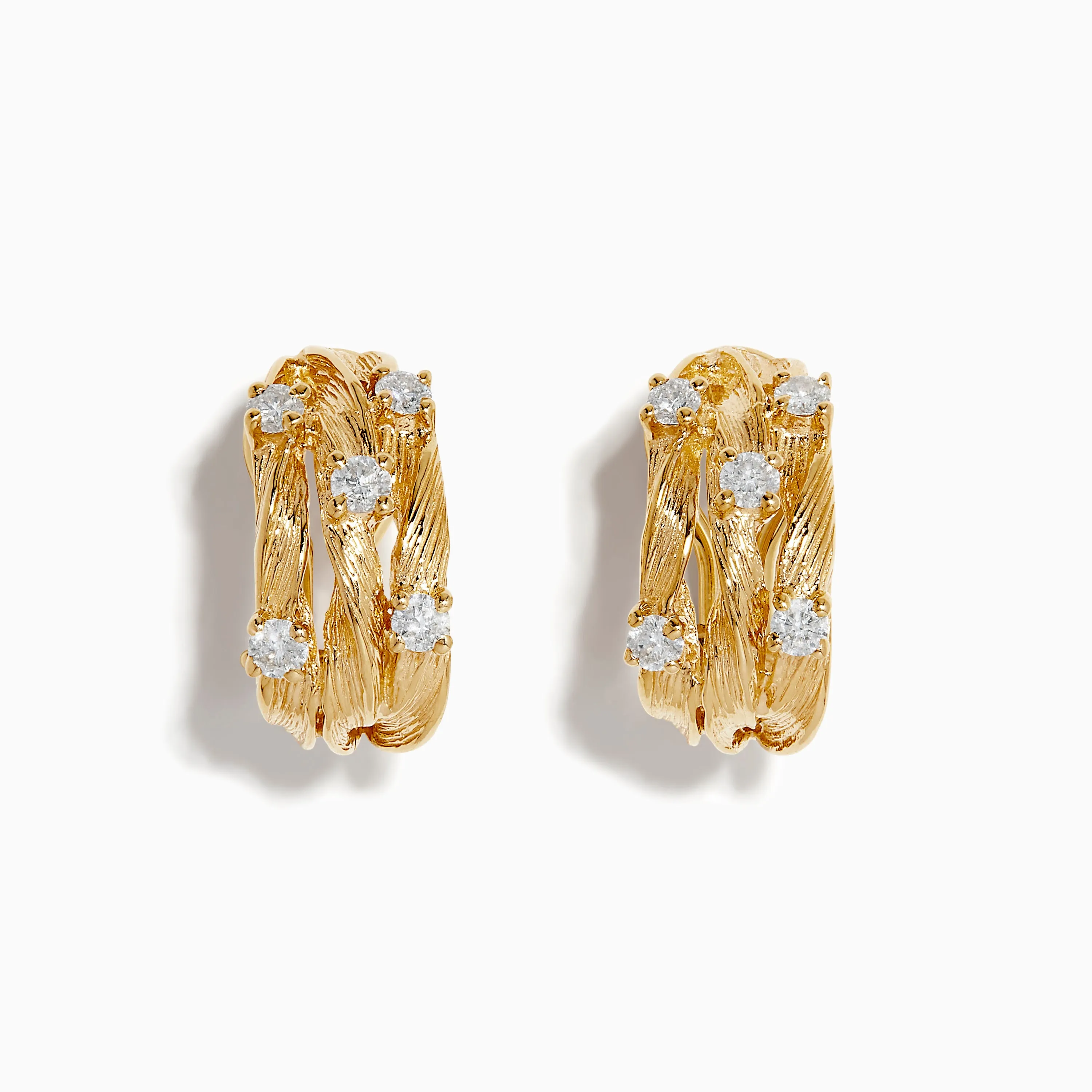 D'Oro 14K Yellow Gold French Clip 3/4" Diamond Earrings, 0.69 TCW sold by Effy