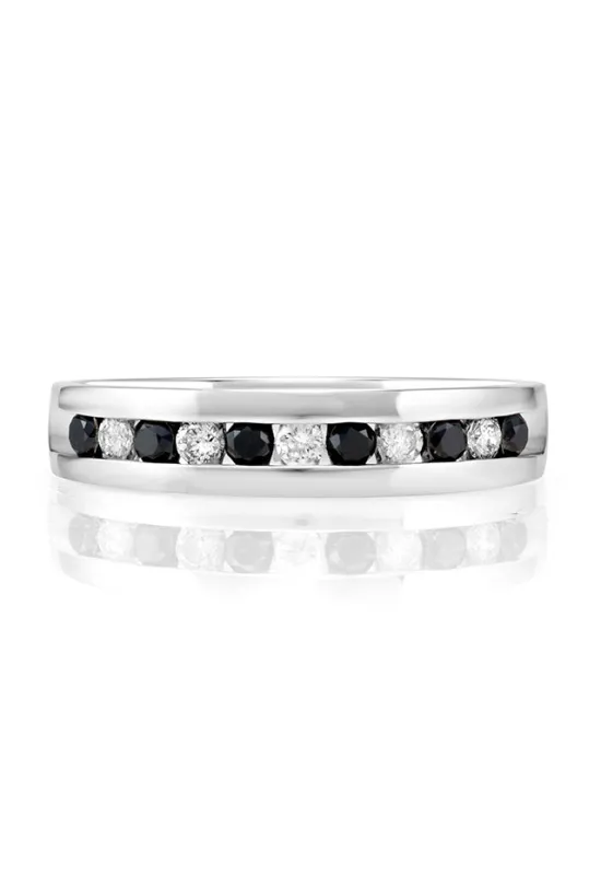 Men's 14K White Gold Black and White Diamond Ring, 0.51 TCW sold by Effy