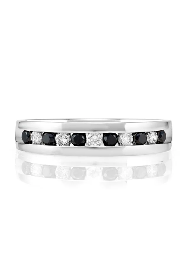 Men's 14K White Gold Black and White Diamond Ring, 0.51 TCW sold by Effy