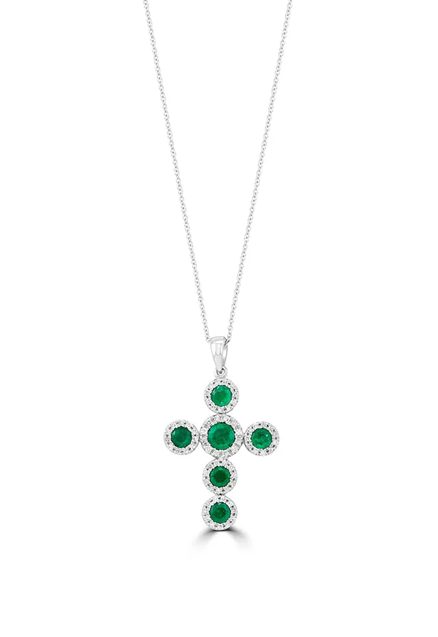 Brasilica 14K White Gold Emerald and Diamond Cross Pendant, 1.48 TCW sold by Effy