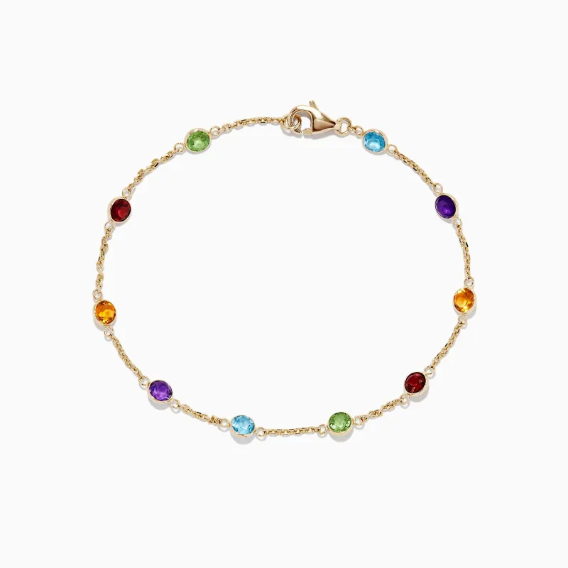 Mosaic 14K Yellow Gold Multi Gemstone Station Bracelet, 2.47 TCW sold by Effy