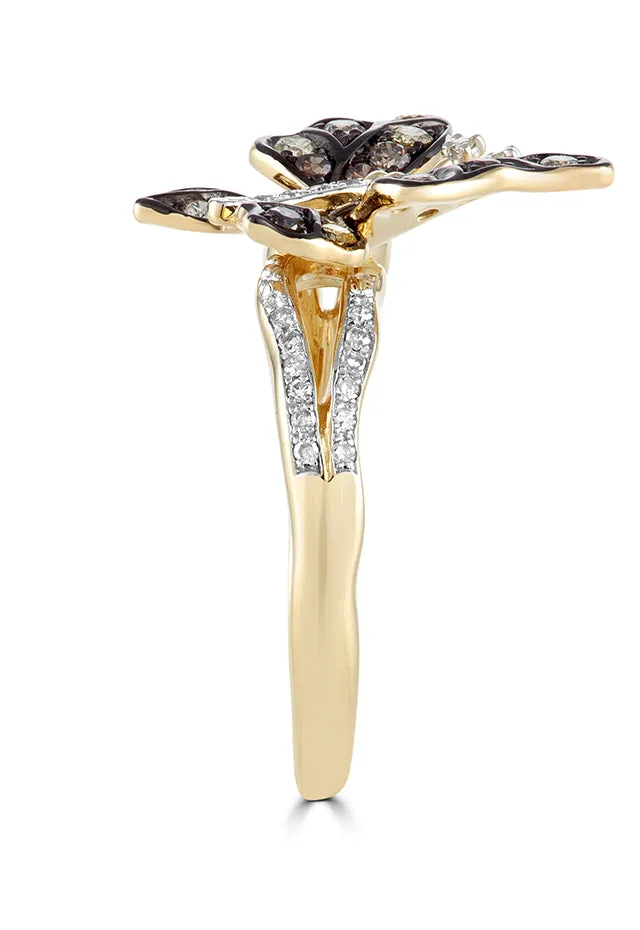 Nature 14K Yellow Gold Espresso & White Diamond Butterfly Ring, 0.45 TCW sold by Effy product image thumbnail 2