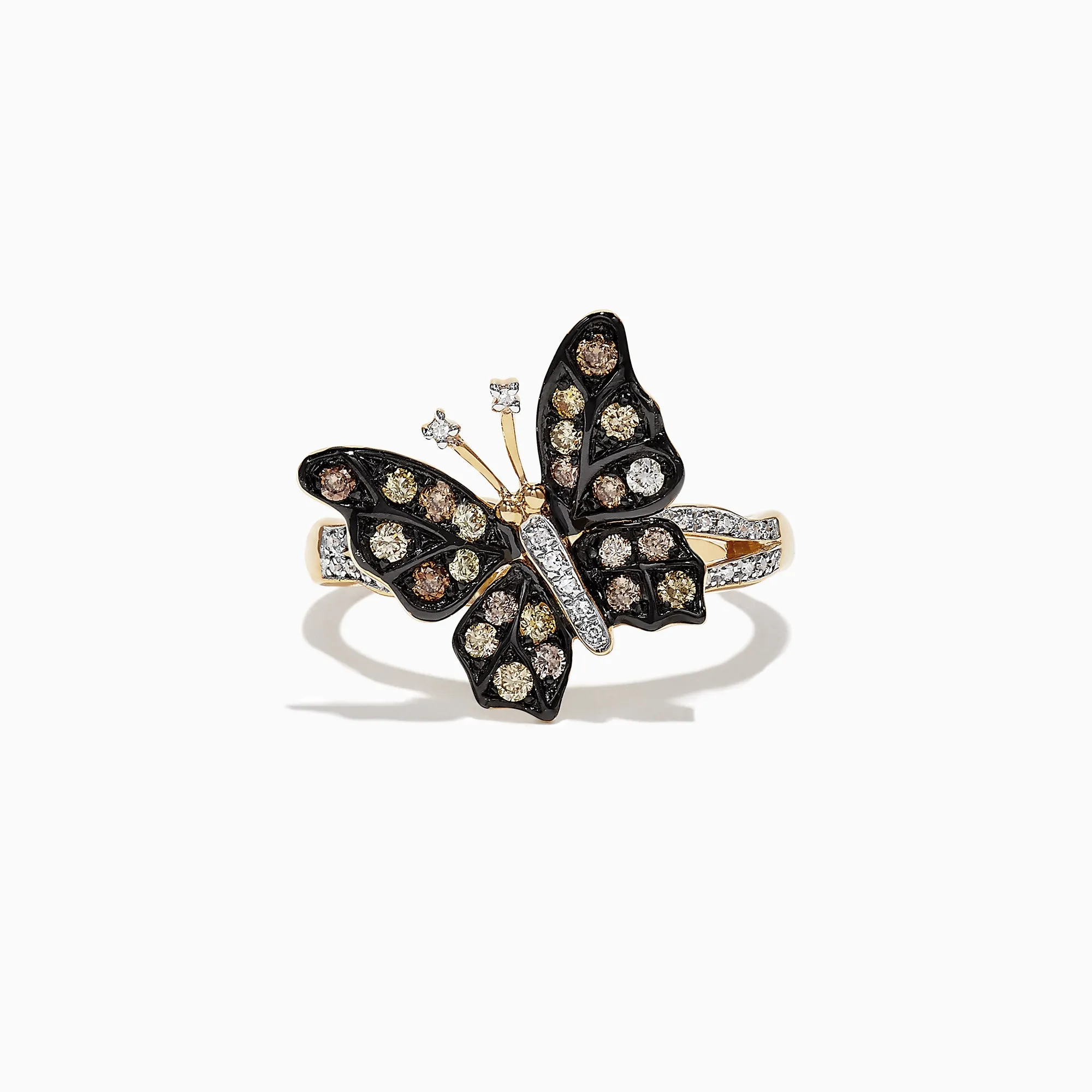 Nature 14K Yellow Gold Espresso & White Diamond Butterfly Ring, 0.45 TCW sold by Effy