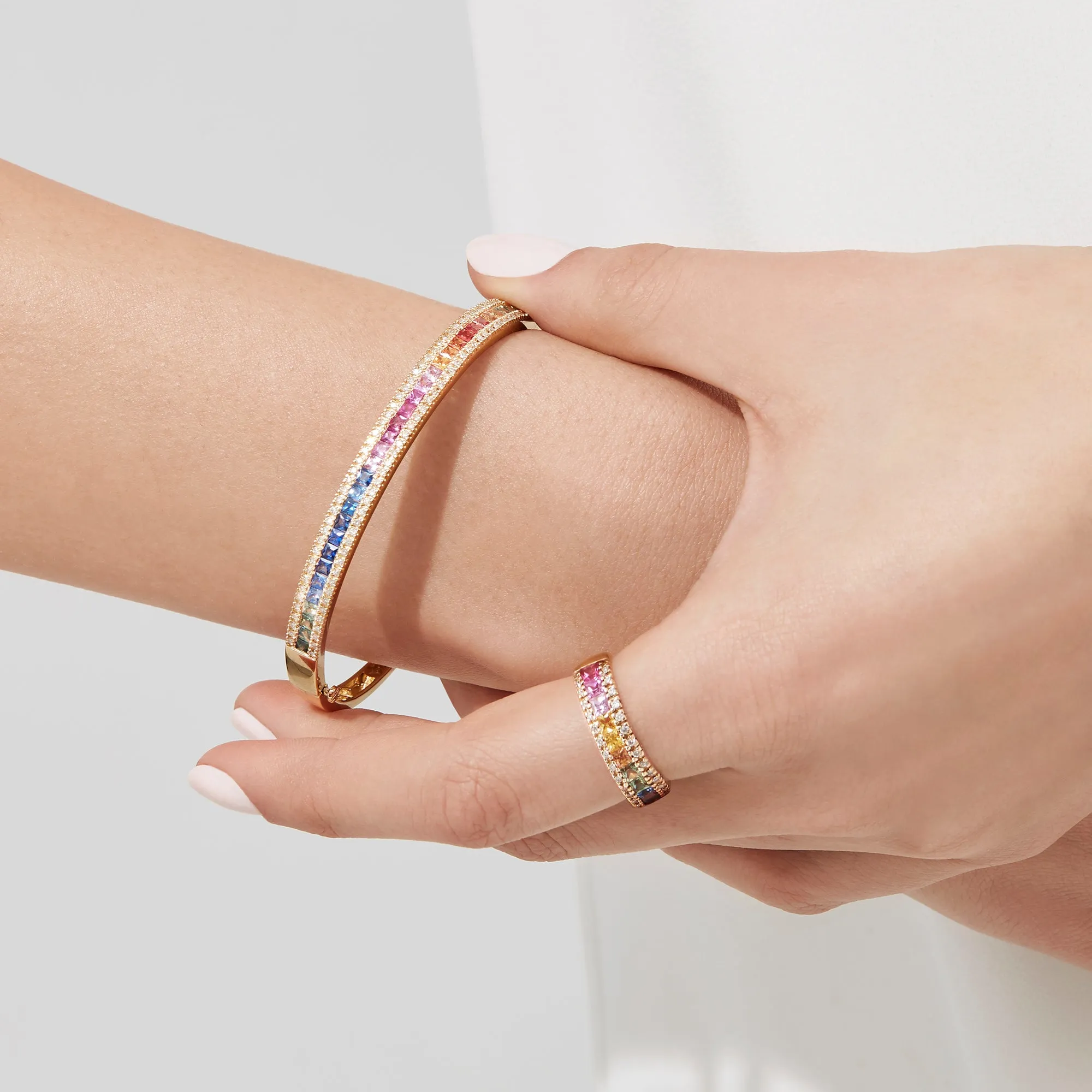 Watercolors 14K Yellow Gold Multi Sapphire & Diamond Bangle, 3.60 TCW sold by Effy product image thumbnail 2