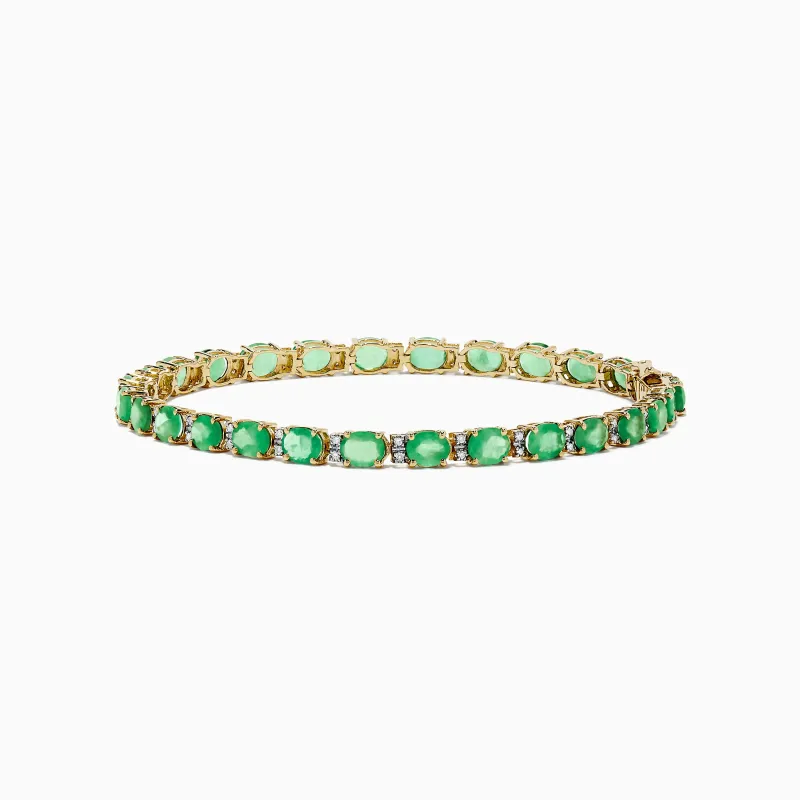 14K Yellow Gold Emerald & Diamond Tennis Bracelet, 9.56 TCW sold by Effy