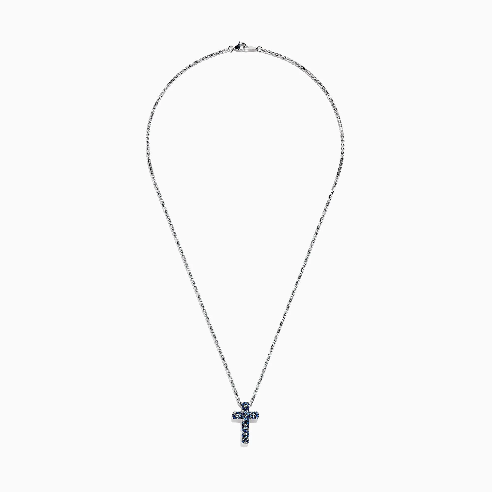 925 Sterling Silver Blue Sapphire Splash Cross Pendant, 0.95 TCW sold by Effy product image thumbnail 2