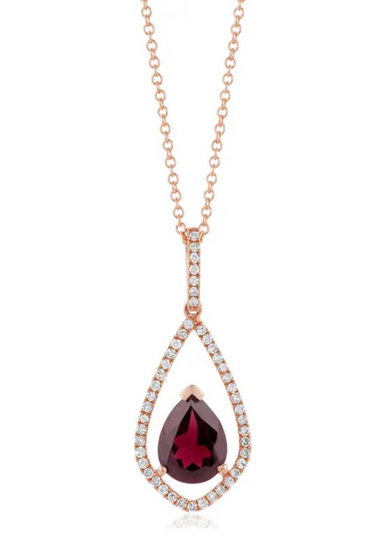 Bordeaux 14K Rose Gold Rhodolite Garnet and Diamond Pendant, 1.46 TCW sold by Effy