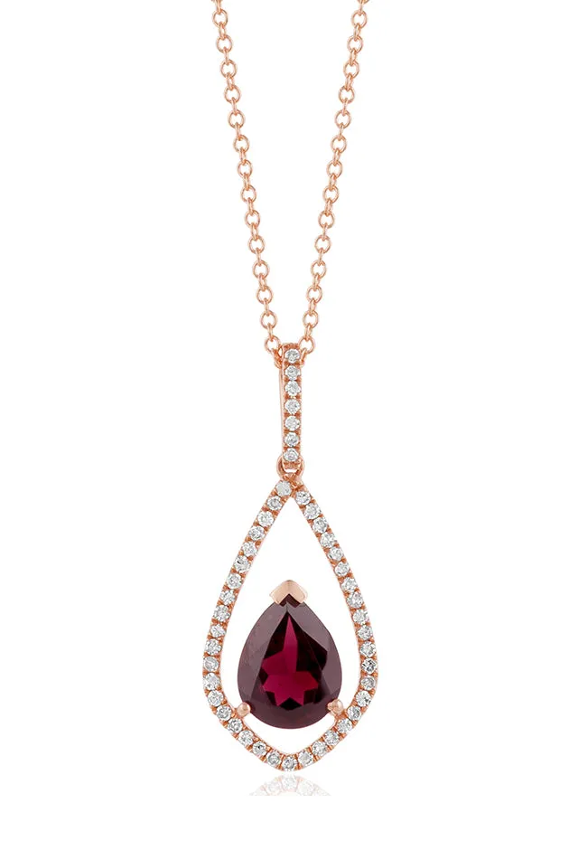 Bordeaux 14K Rose Gold Rhodolite Garnet and Diamond Pendant, 1.46 TCW sold by Effy