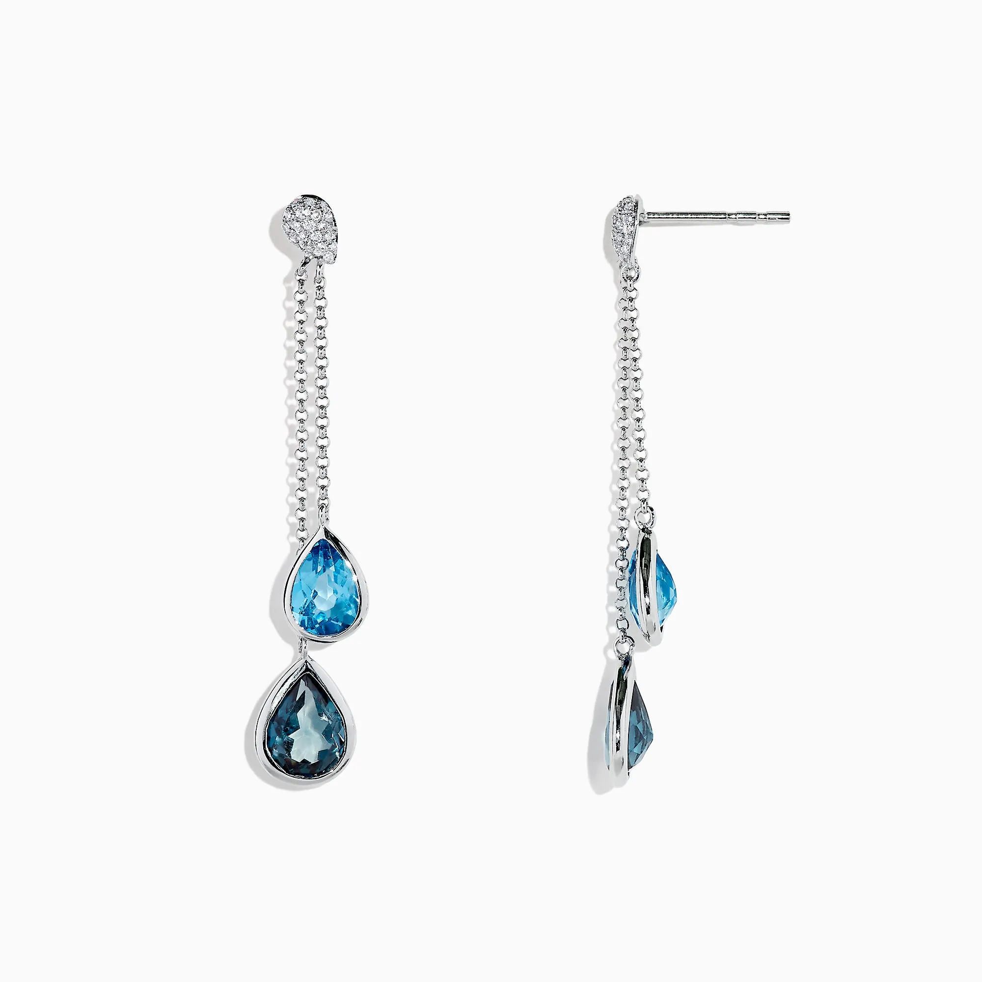 Ocean Bleu 14K White Gold Blue Topaz and Diamond Earrings, 4.28 TCW sold by Effy product image thumbnail 3