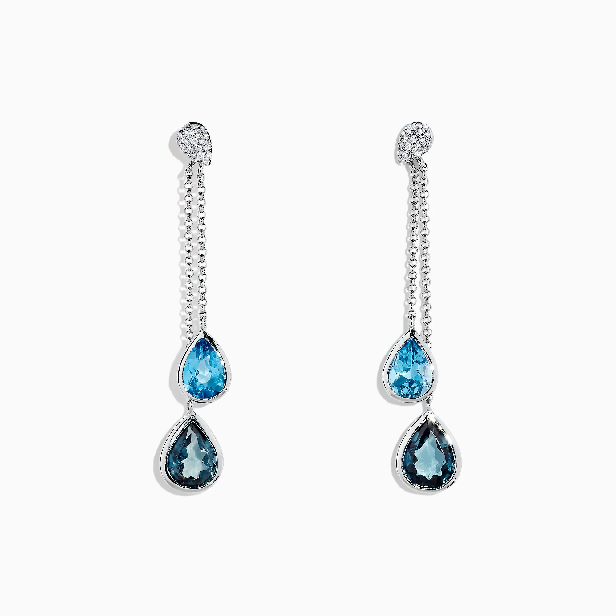 Ocean Bleu 14K White Gold Blue Topaz and Diamond Earrings, 4.28 TCW sold by Effy
