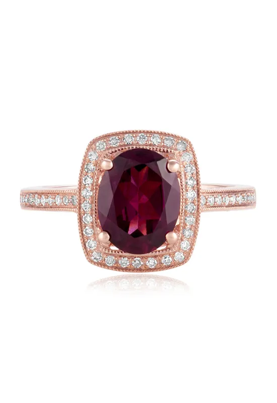 Bordeaux 14K Rose Gold Rhodolite Garnet and Diamond Ring, 2.48 TCW sold by Effy