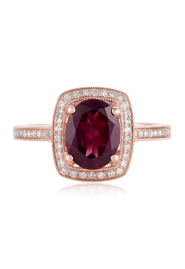 Bordeaux 14K Rose Gold Rhodolite Garnet and Diamond Ring, 2.48 TCW sold by Effy