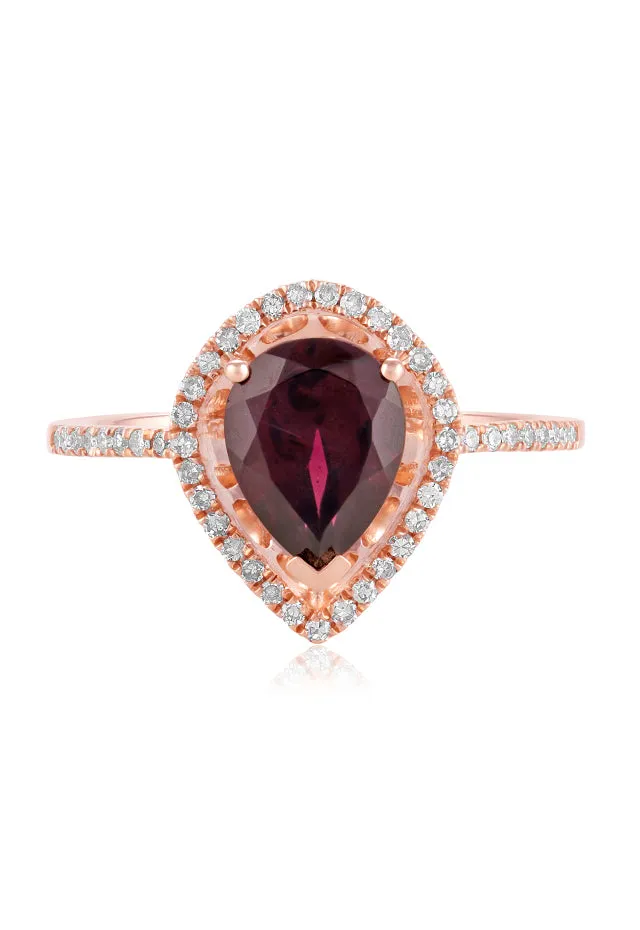 Bordeaux 14K Rose Gold Rhodolite Garnet and Diamond Ring, 1.46 TCW sold by Effy