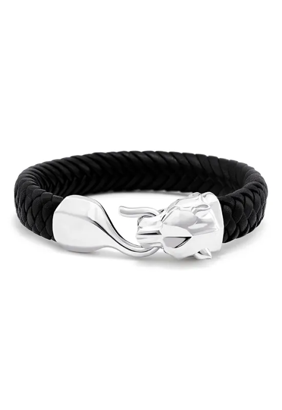 Men's 925 Sterling Silver and Genuine Italian Leather Bracelet sold by Effy