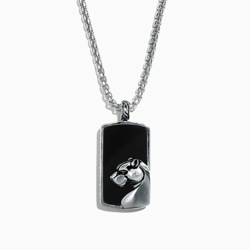 Men's 925 Sterling Silver Onyx Dog Tag Pendant, 28.40 TCW sold by Effy