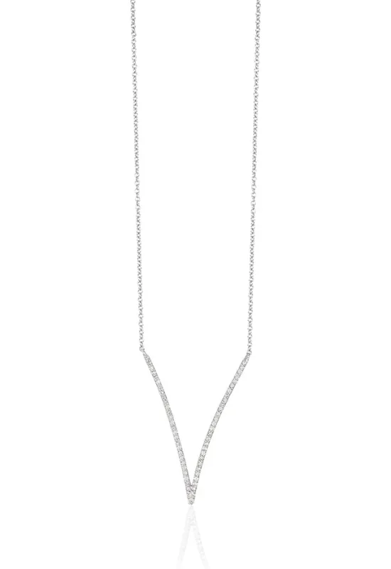 Pave Classica 14K White Gold Diamond V-Shape Necklace, 0.28 TCW sold by Effy