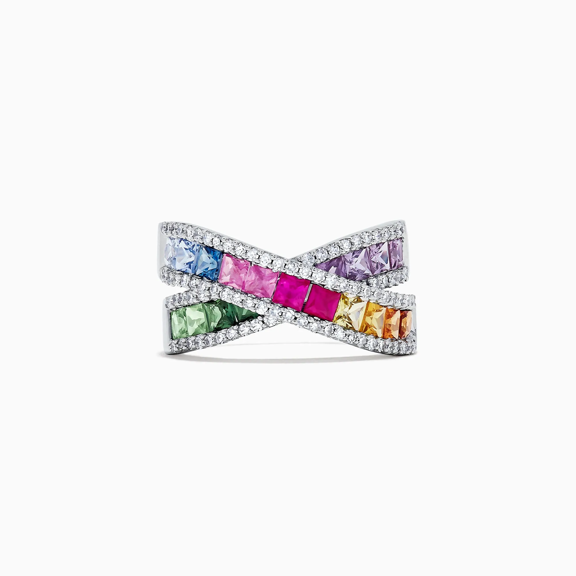 Watercolors 14K White Gold Multi Sapphire and Diamond Ring, 2.63 TCW sold by Effy