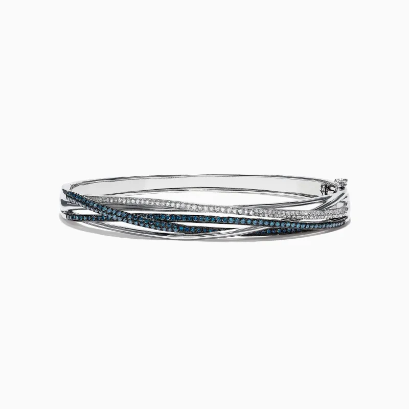 Bella Bleu 14K White Gold Blue and White Diamond Bangle, 1.17 TCW sold by Effy