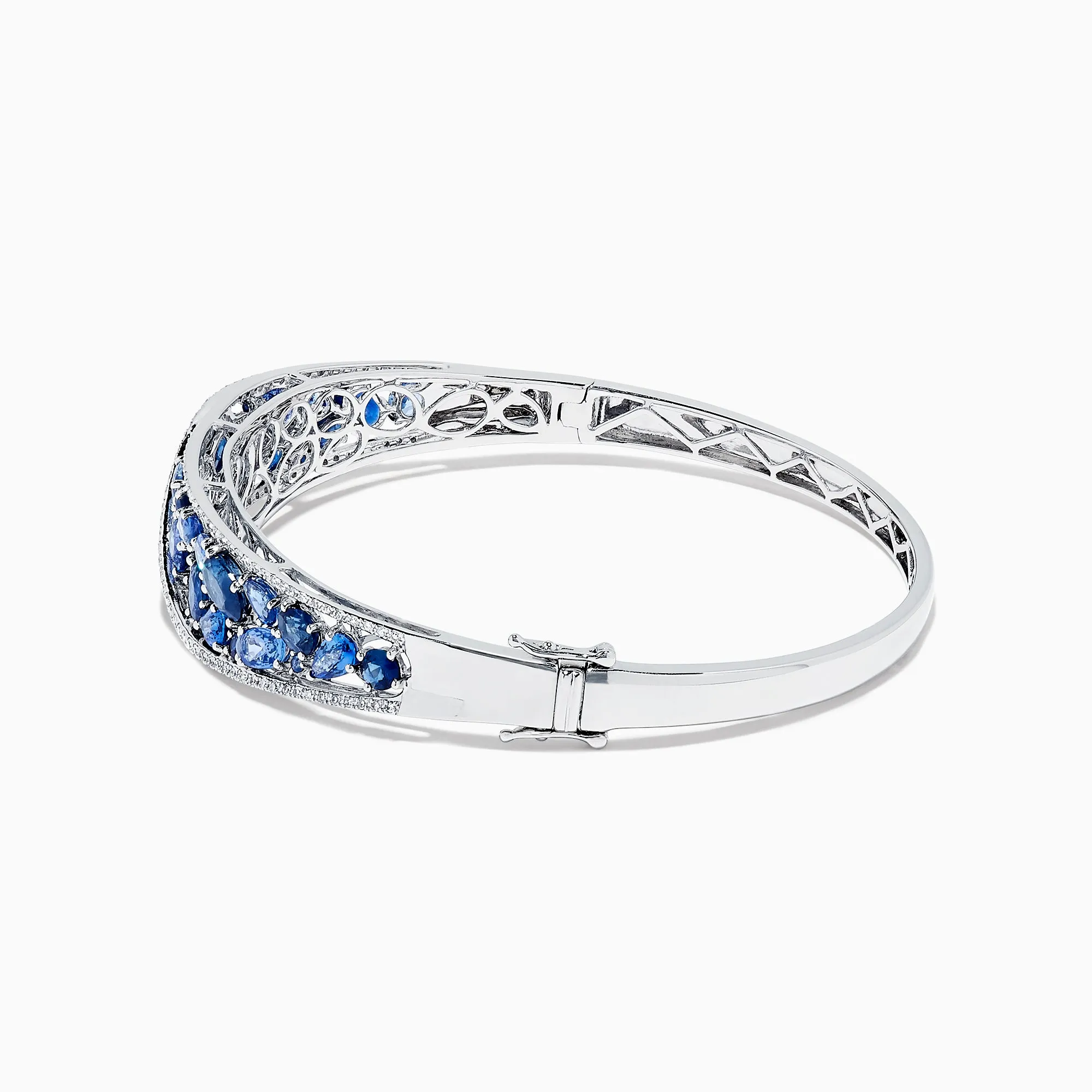 14K White Gold Natural Blue Sapphire & Diamond Bangle, 7.82 TCW sold by Effy product image thumbnail 2