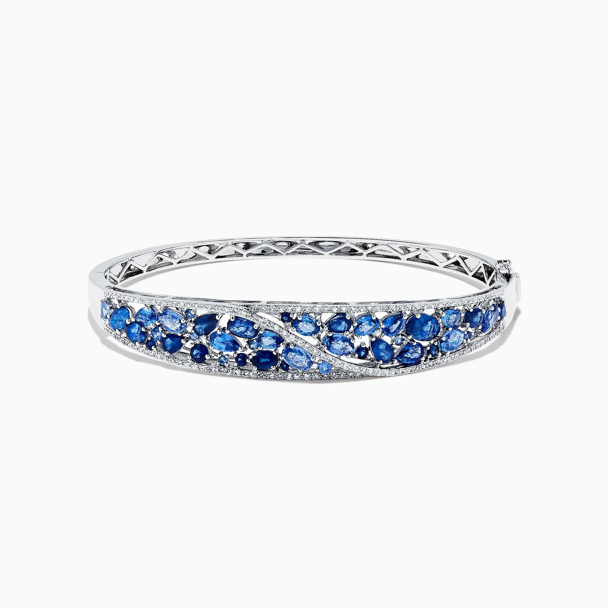 14K White Gold Natural Blue Sapphire & Diamond Bangle, 7.82 TCW sold by Effy
