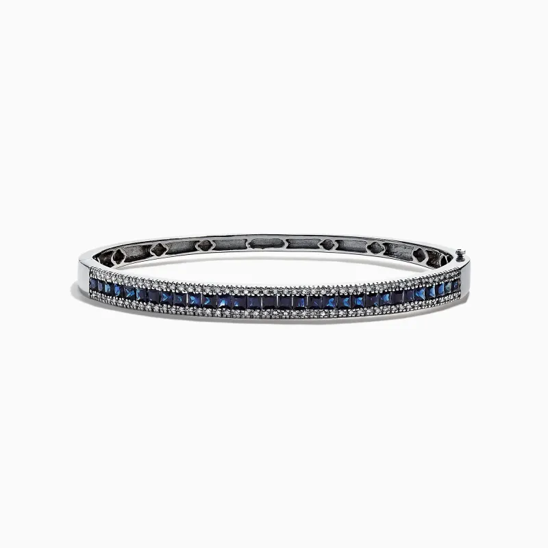 Royale Bleu 14K White Gold Natural Blue Sapphire & Diamond Bangle, 3.60 TCW sold by Effy