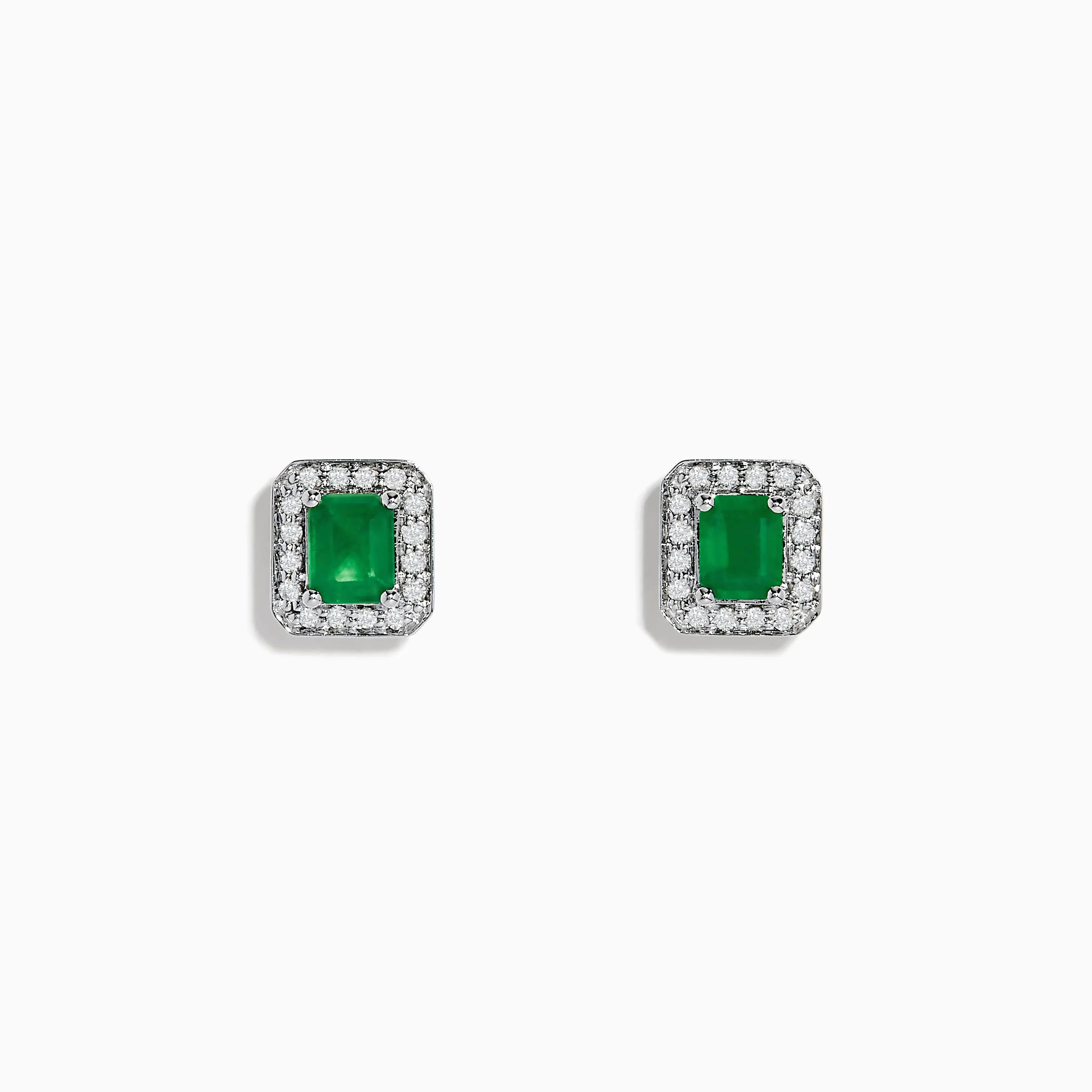 14K White Gold Emerald and Diamond Stud Earrings, 1.11 TCW sold by Effy