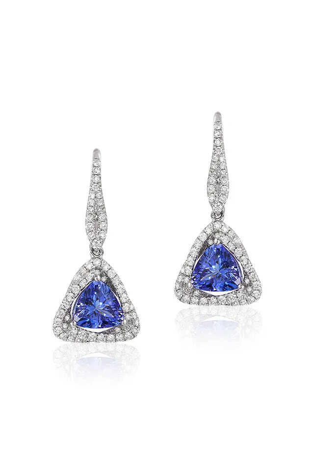 14K White Gold Trillion Tanzanite and Diamond Earrings, 1.62 TCW sold by Effy