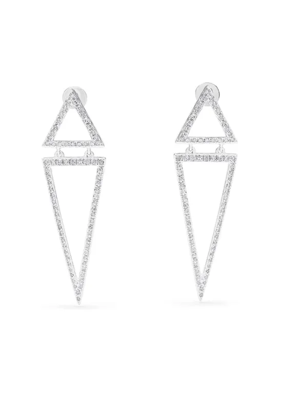 Pave Classica 14K White Gold Diamond Triangle Linear Drop Earrings, 0.59 TCW sold by Effy