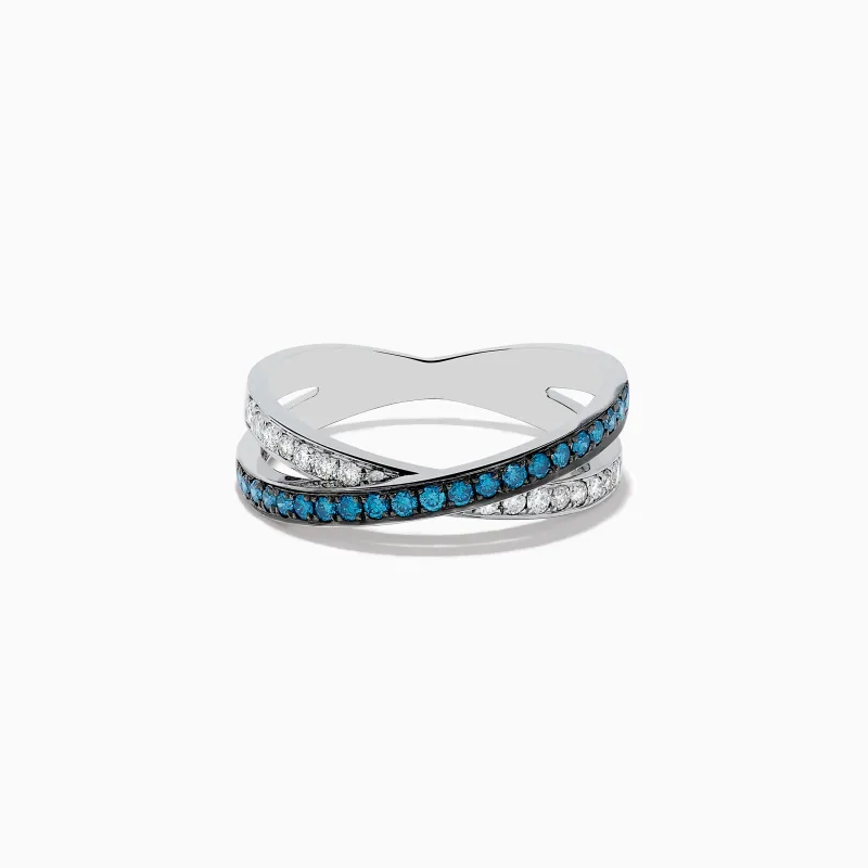 Bella Bleu 14K White Gold Blue and White Diamond Ring, 0.57 TCW sold by Effy