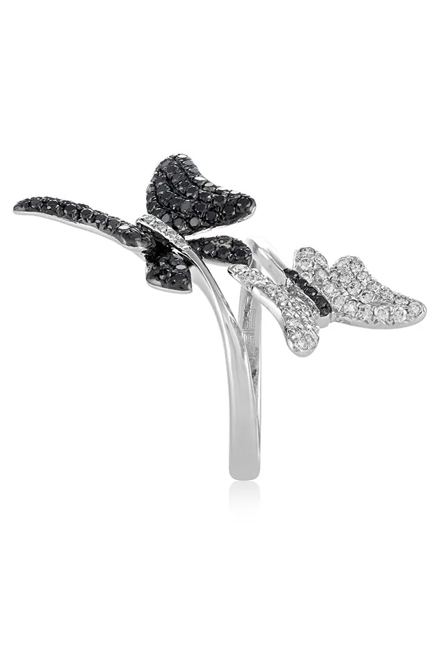 Nature 14K White Gold Black and White Diamond Butterfly Ring, 1.15 TCW sold by Effy product image thumbnail 2