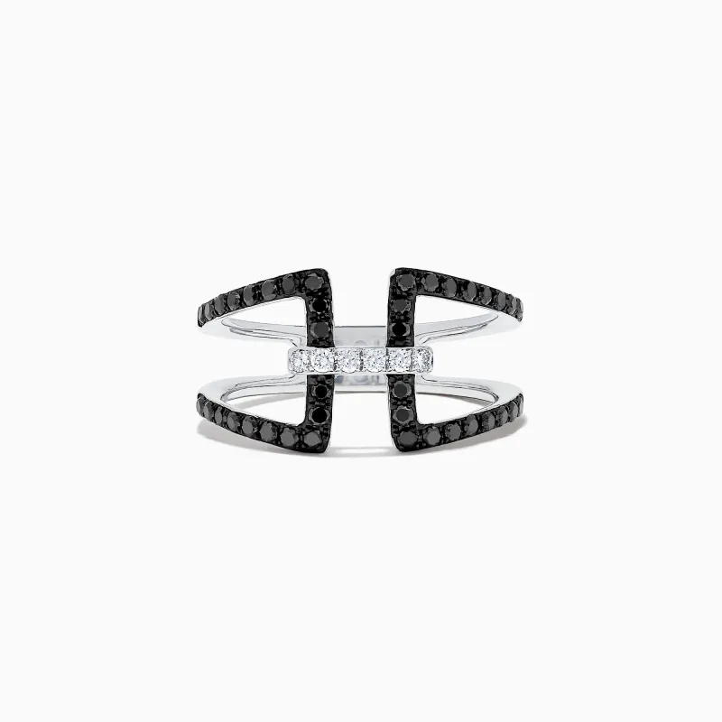 14K White Gold Black and White Diamond Ring, 0.49 TCW sold by Effy