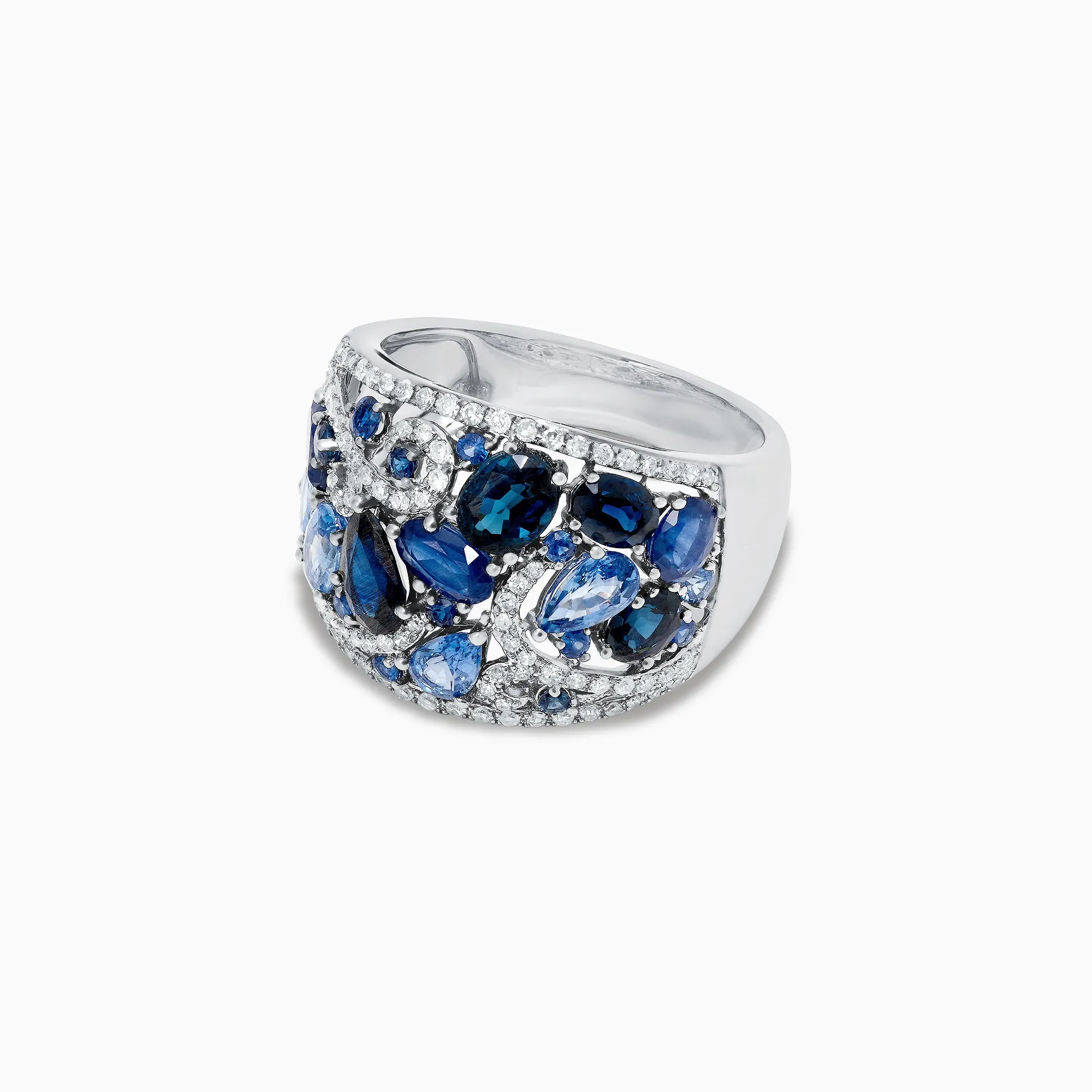 14K White Gold Blue Sapphire and Diamond Ring, 4.01 TCW sold by Effy product image thumbnail 2