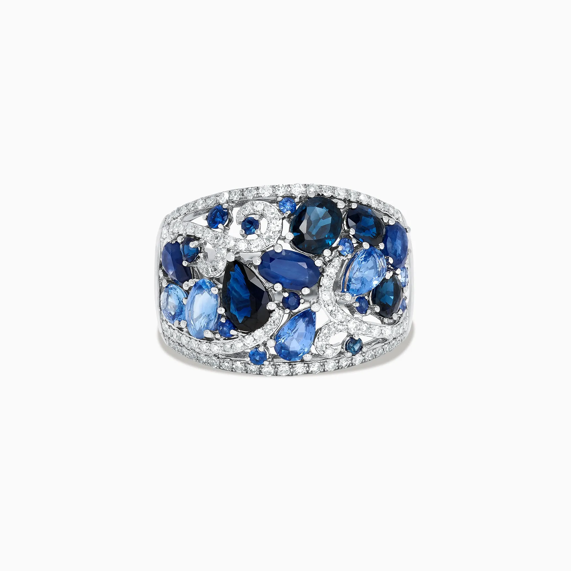 14K White Gold Blue Sapphire and Diamond Ring, 4.01 TCW sold by Effy