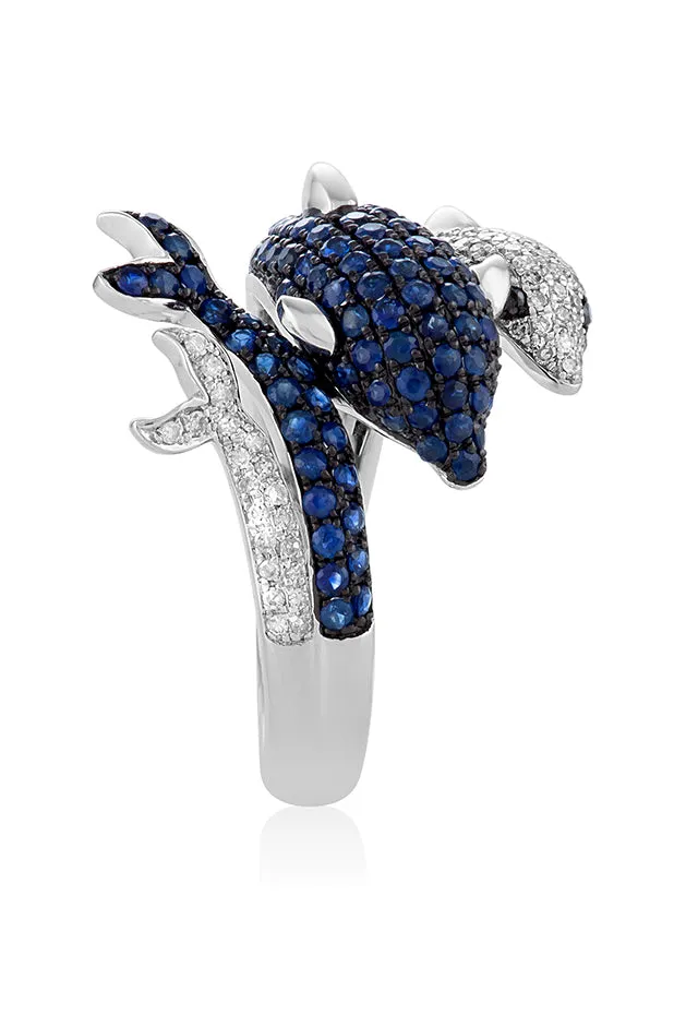 Seaside 14K White Gold Blue Sapphire & Diamond Dolphin Ring, 1.39 TCW sold by Effy product image thumbnail 2