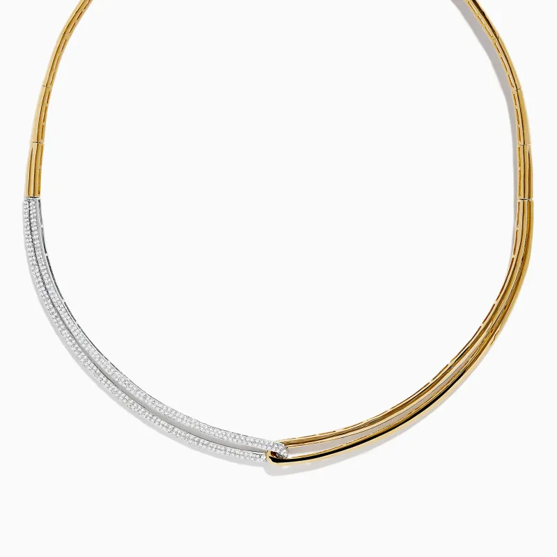 Duo 14K Two Tone Yellow and White Gold Diamond Collar Necklace, 1.37 TCW sold by Effy