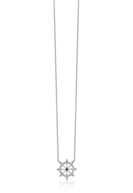 Novelty 14K Gold Sapphire and Diamond Ship's Wheel Pendant, 0.09 TCW sold by Effy