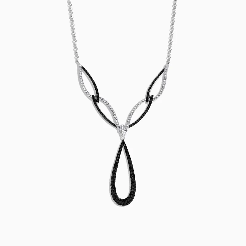 14K White Gold Black and White Diamond Necklace, 1.46 TCW sold by Effy